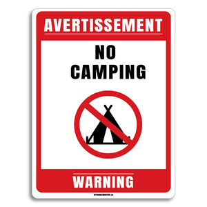 Avertissement- Camping interdit