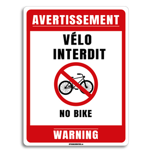 Avertissement- Vélo interdit