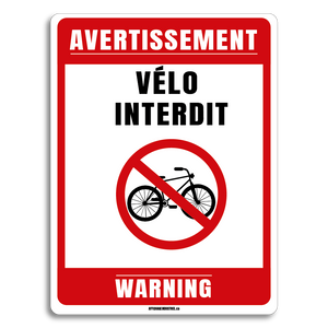 Avertissement- Vélo interdit